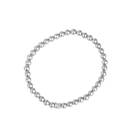 Bracelet perlé de perle de cercle parfait Silverzirconium