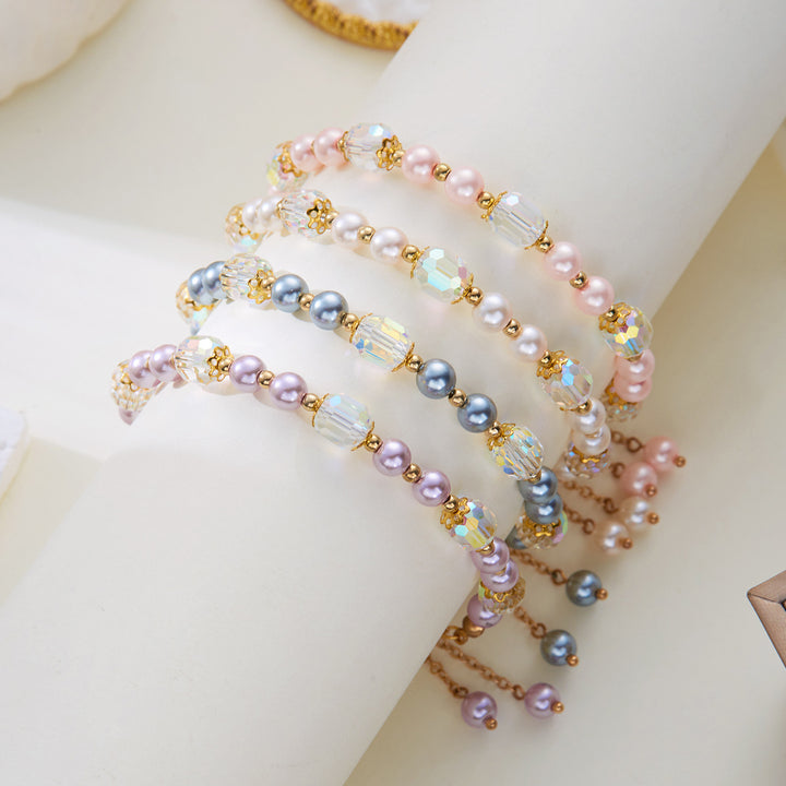 Retro Crystal Pearl Armband weibliche Nische