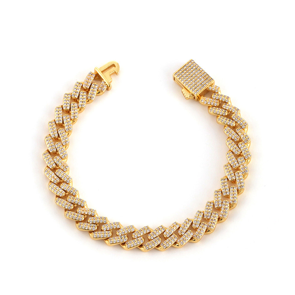 Double Row Full Zirconium Hip Hop Cuban Link Chain Mexico Anklet Bracelet Necklace