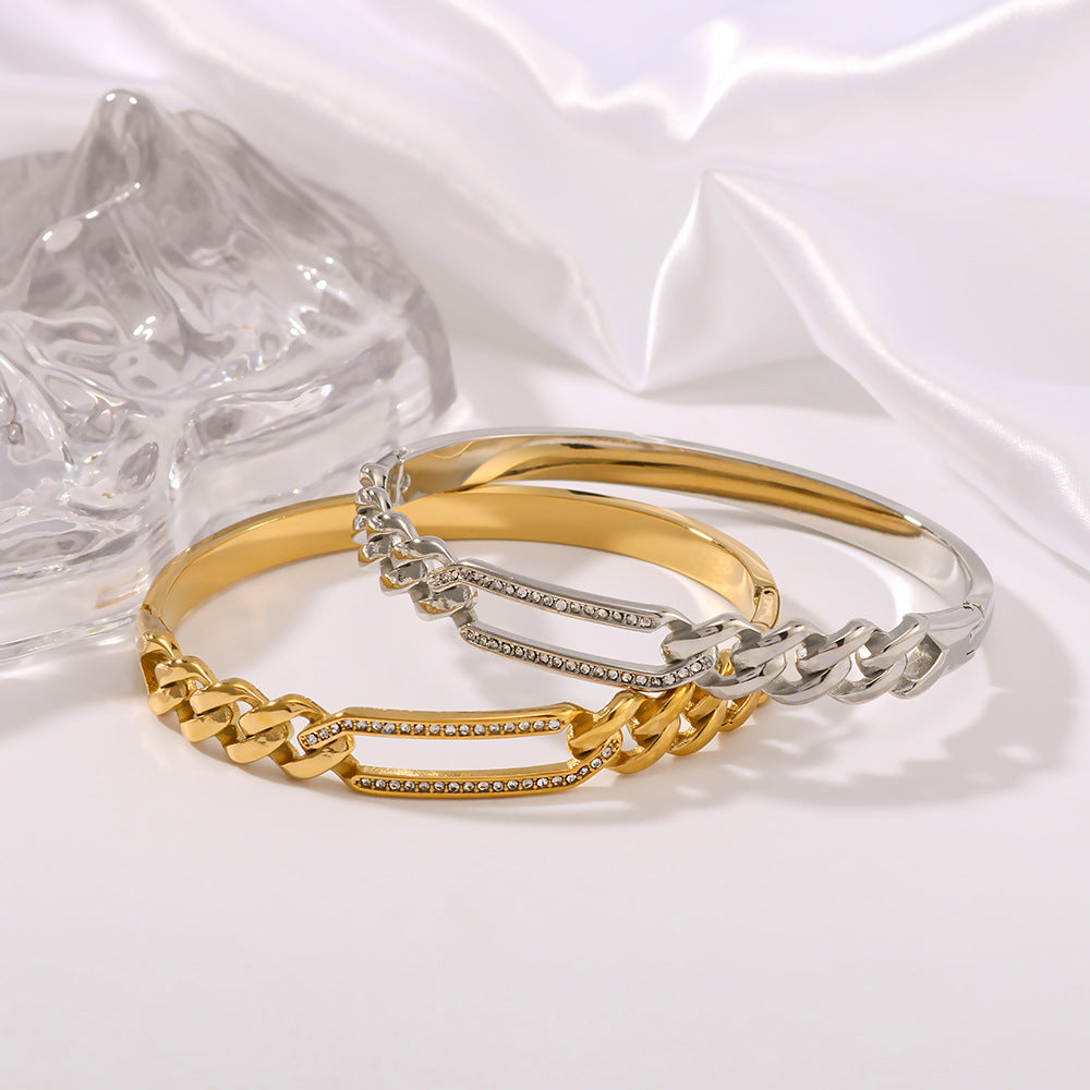 Texture tordue Rectangular Hollow en acier inoxydable 18k bracelet pour femmes plaquées or