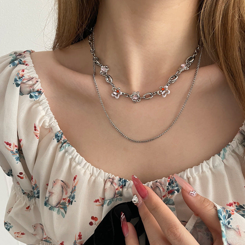 Special-interest Design Flower Double-layer Necklace