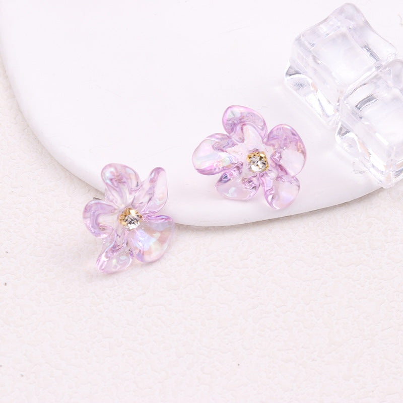 Irregular Colorful Transparent Small Flower Acrylic Earrings