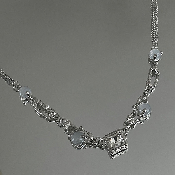 Söt cool personlighet fyrkantig diamant stift halsband
