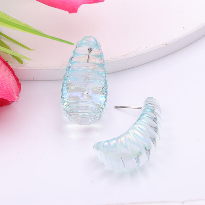 Geometric Electroplating Three-dimensional Thread Water Drop Acrylic Earrings
