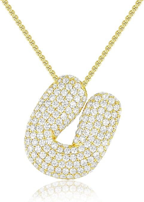 Collier de lettre d'anglais en laiton Zircon Balloon