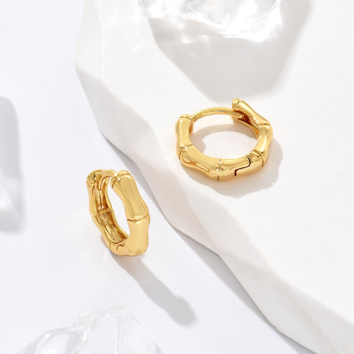 Fashion Copper Plated Real Gold Bamboo Geometric Clip Clip pentru urechi
