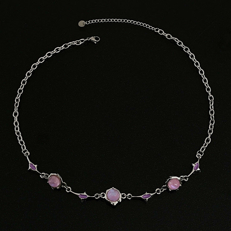 Ball Stitching Purple Irregular Necklace