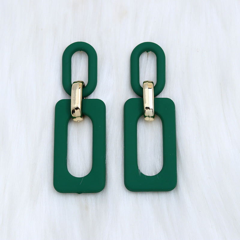 Pendientes acrílicos de costura rectangular hueco retro retro