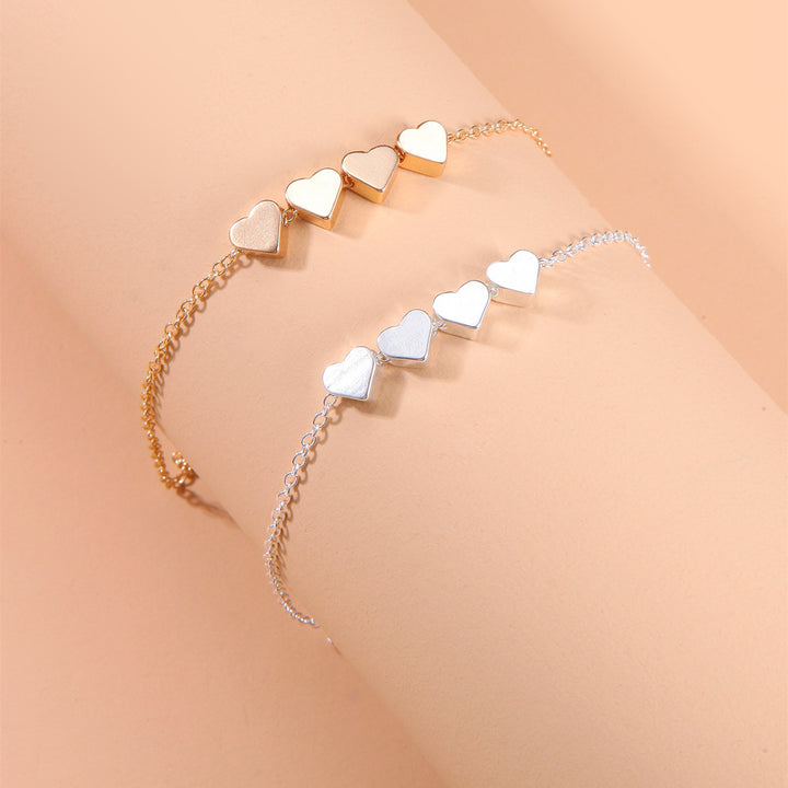 Modeschmuck exquisit Neues koreanisches Modetemperament Einfaches dünne Ketten Herz Armband für Frauen Mädchen Geburtstagsfeier Juwely Geschenk