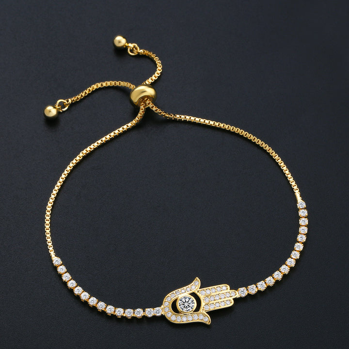 Minimalist Fatima Hand Set Zircon Bracelet