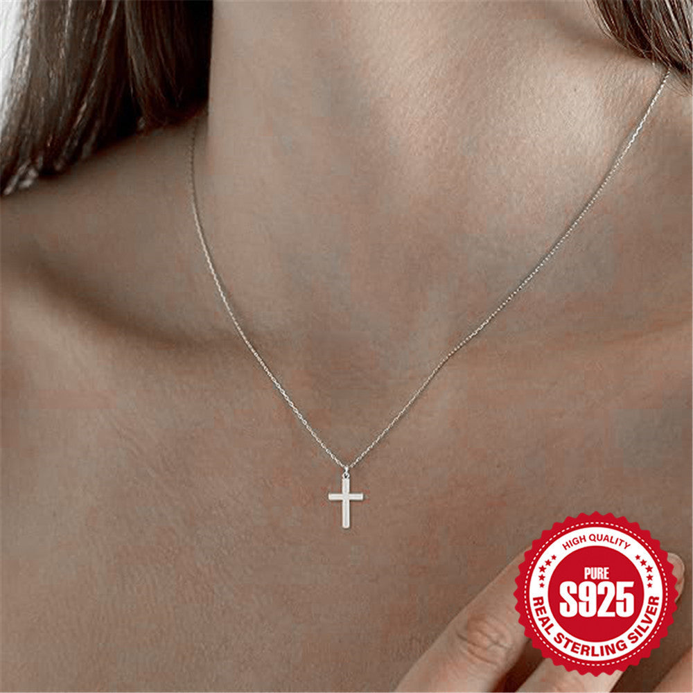 S925 Sterling Silver INS Glossy Love Women's Daily Wear Clavicle Necklace