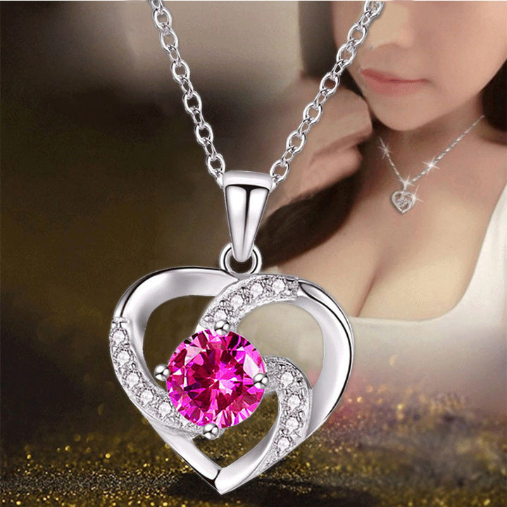 Fashion Lady Heart Pendant plaqué 925 Bijoux de collier en argent