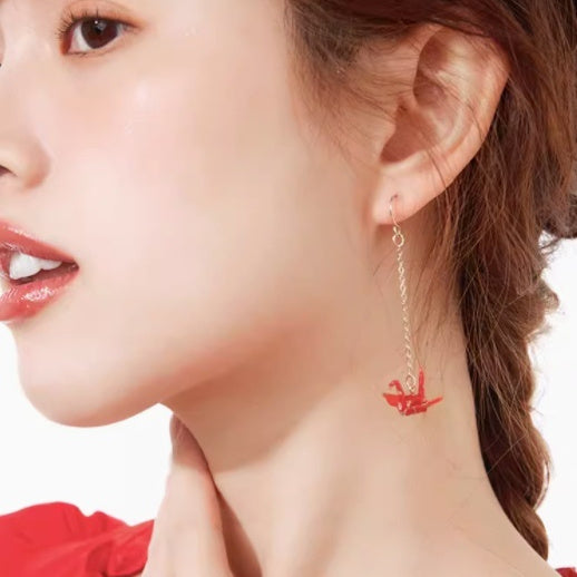 Boucle d'oreille rouge de style japonais femelle