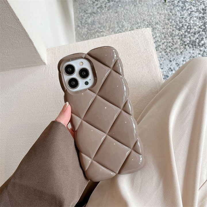 Autumn And Winter Three-dimensional Solid Color Plaid Phone Case