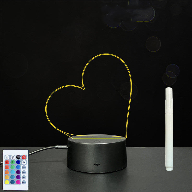 Tablero de mensajes de escritura a mano de tablero acrílico 3D luz LED