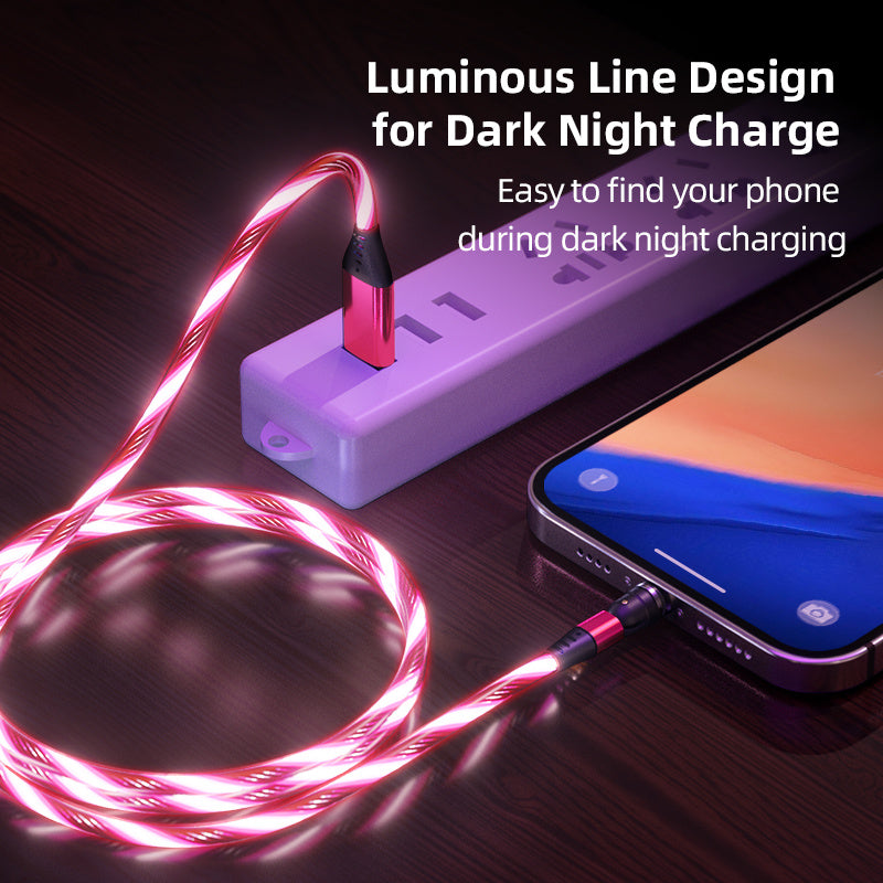 540 Drehes Leuchtmagnetkabel 3A schnelles Ladekabel für Mobiltelefone für LED Micro USB Typ C für i Telefonkabel