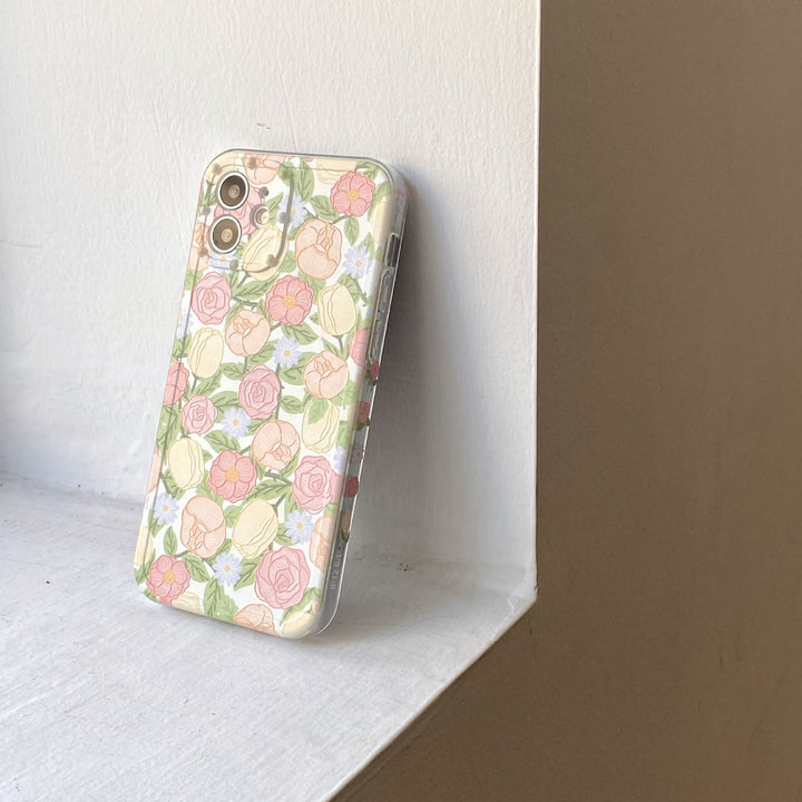 Lado nuevo estuche de teléfono de silicona de flores