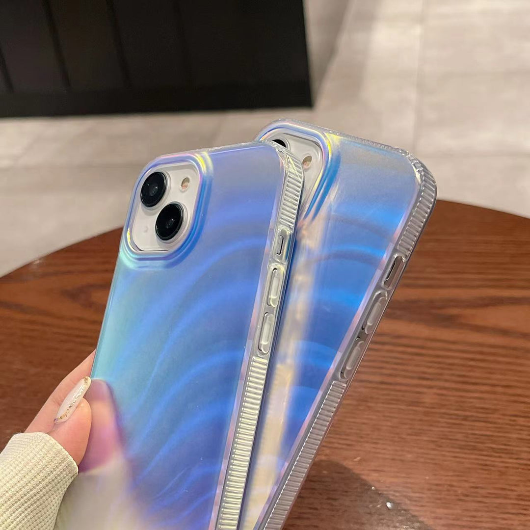 Three-dimensional Wave Laser Phone Case Aurora Discoloration