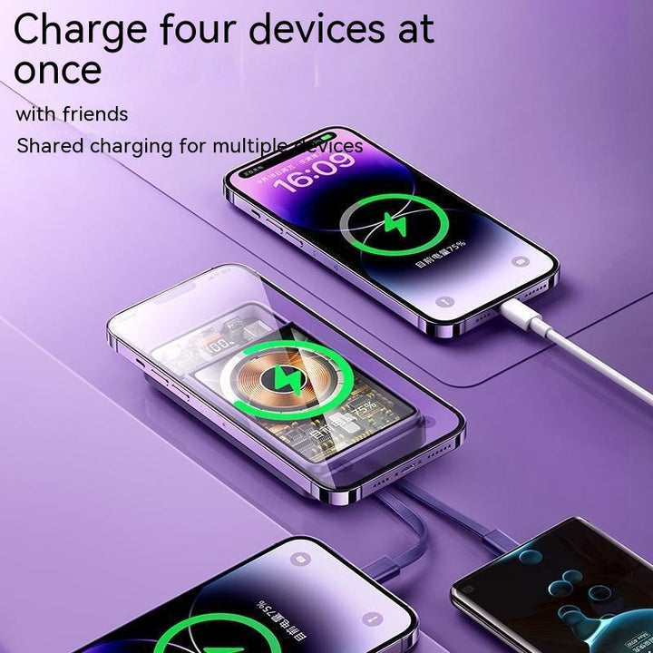 With Cable Magnetic Suction Wireless Charger Large Capacity Portable Power