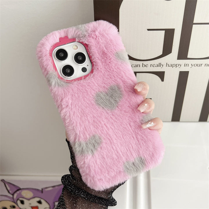 Japan And South Korea Plush Loving Heart Phone Case