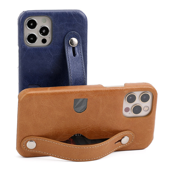 Leather Wrist Strap Card Holder Phone Case Cover
