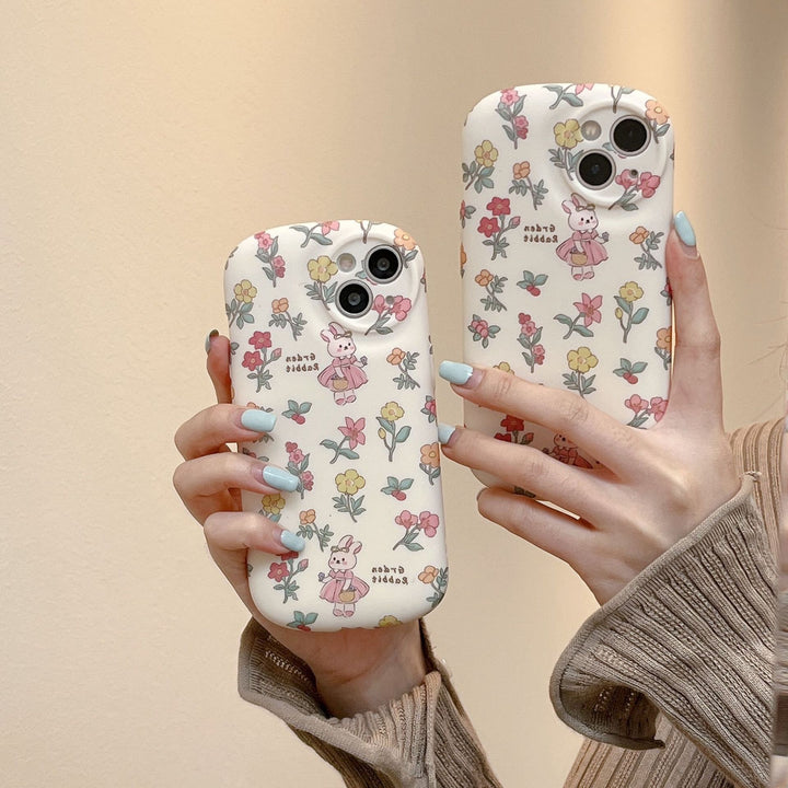 Floral Bunny Suitable For IPhone14pro Max Phone Case Skin Feeling Matte