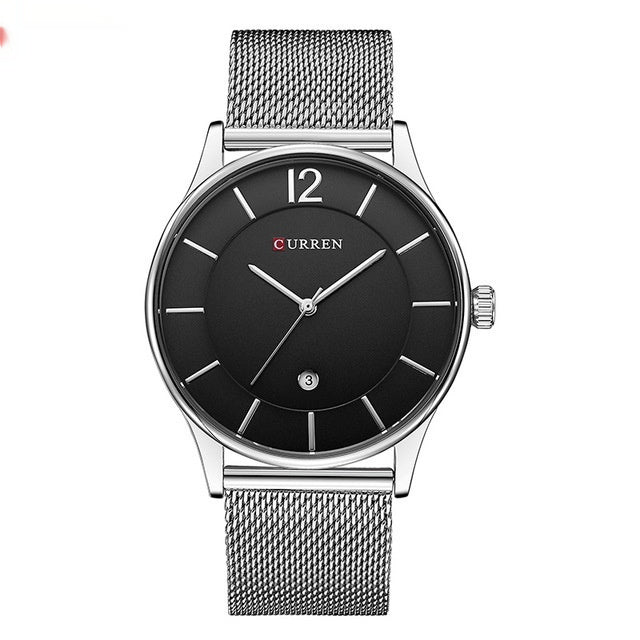 Maschengürtel Einfache große Dial Business Casual Quartz Uhr