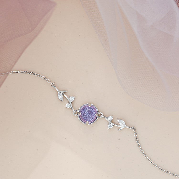 925 Silver Light Luxury Purple Lavender Bracelet