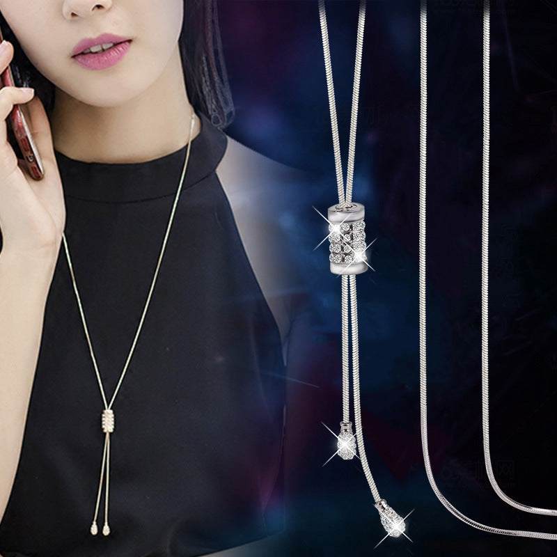 Women's Crystal Sweater Chain Long Pendant Accessories