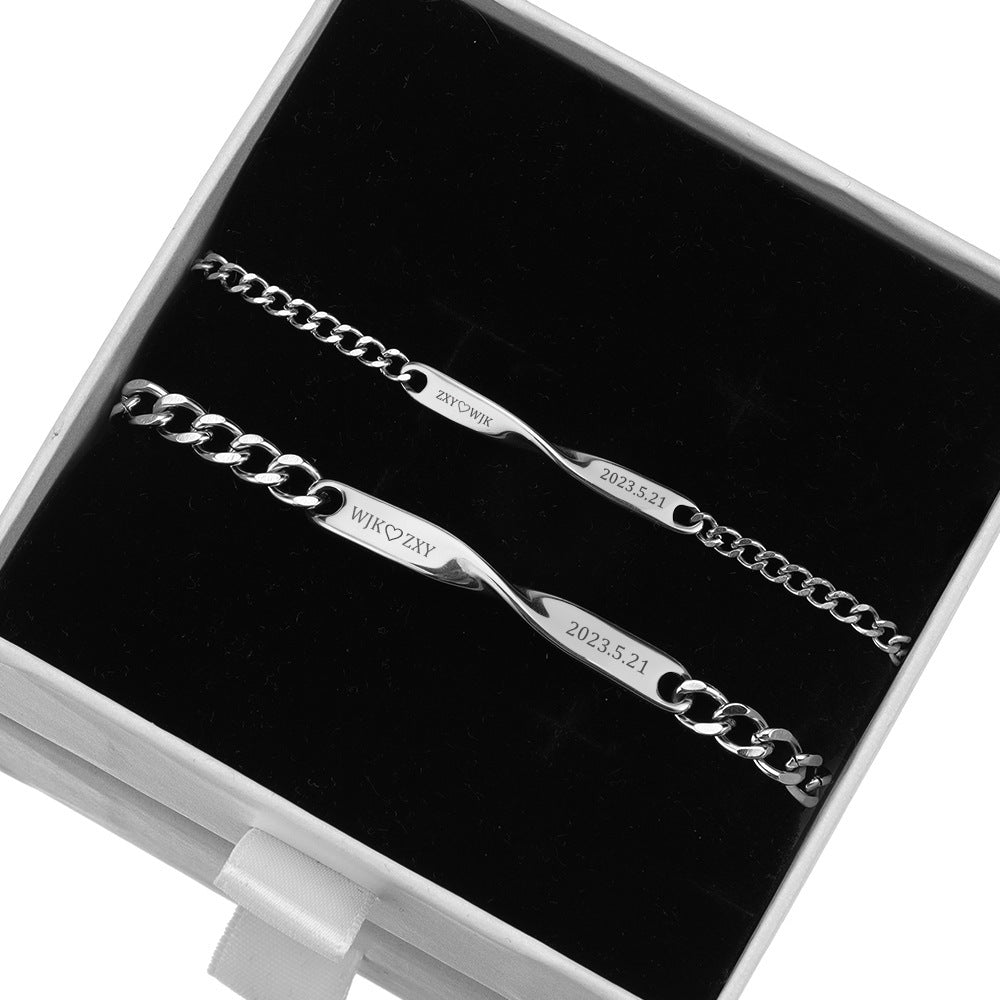 Simple Stainless Steel Mobius Couple Bracelet