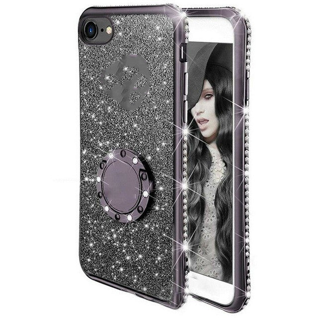 Suitable For Edge Drill Glitter Card Mobile Phone Case Bracket Ring Protector
