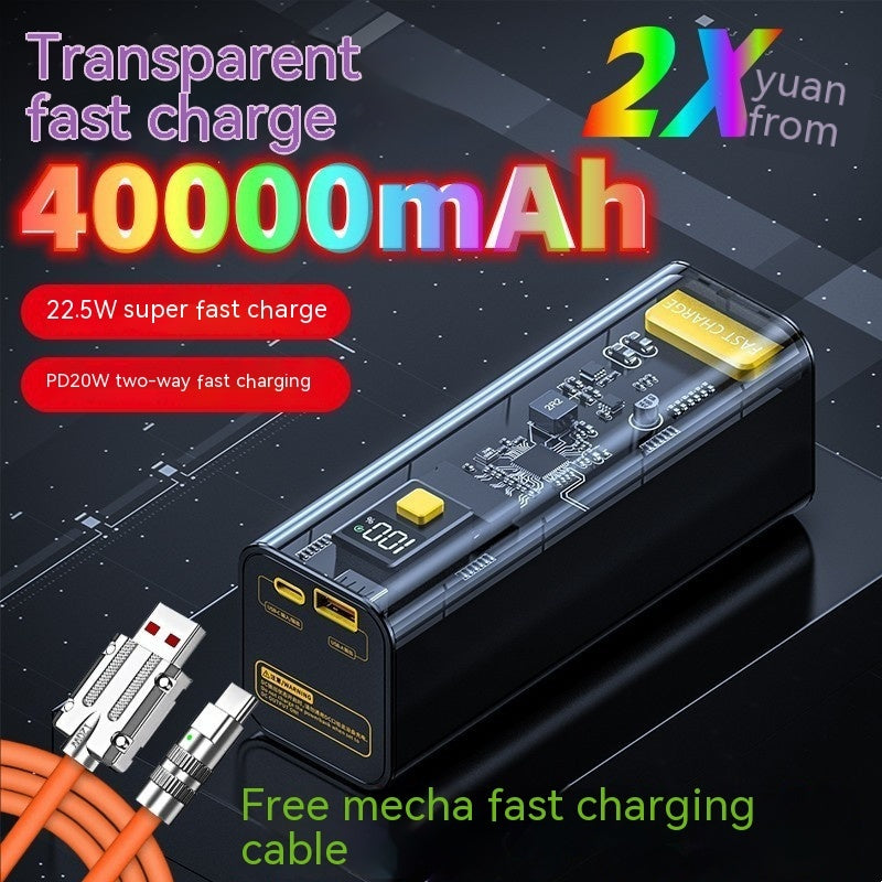 PD Fast Charge 225W пънк прозрачен 40000 Ma Power Bank