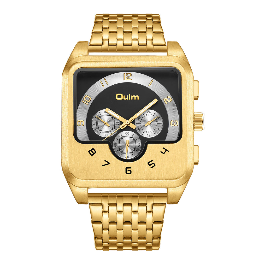 Gold Men's Watch Square kwarc