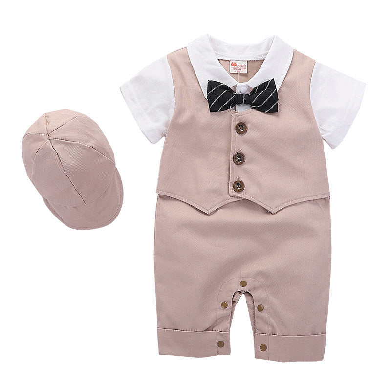 Mode Babykleidung Sommer kurzärmelige Gentleman Jumpsuit Strampler