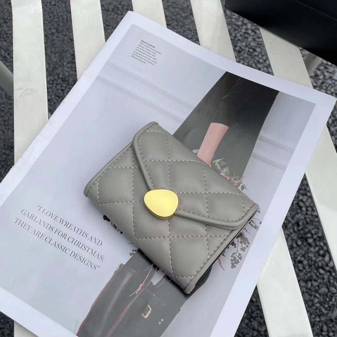 Frauenflip Rhombus Leder kurzer Brieftasche