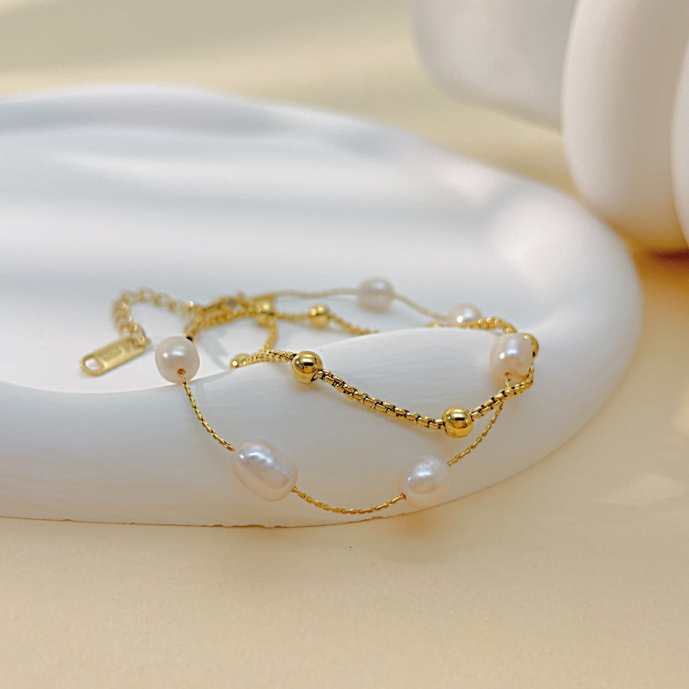 Bracelet de perles d'eau douce et naturelle pour femmes