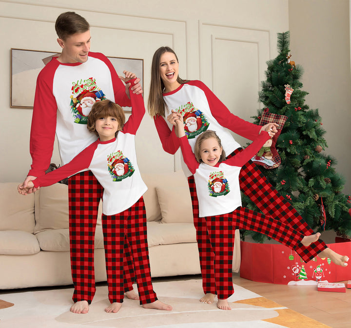 Kerstmis ouder-kind kleding set lange mouw t-shirt plaid broek familie bijpassende pyjama's