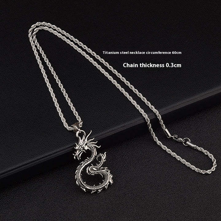 Collier de pendentif dragon sans griffe à huit caractères