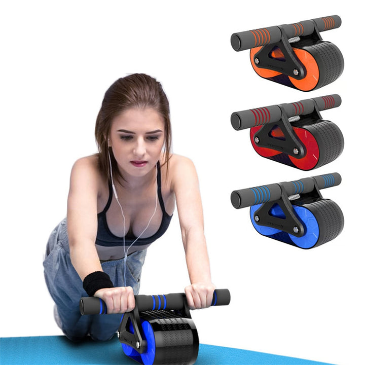 Çift Tekerlek Abdominal Egzersiz Kadın Erkekler Otomatik Ribaund AB Tekerlek Roller Bel Eğitmeni Spor Sporları Ev Egzersiz Cihazları