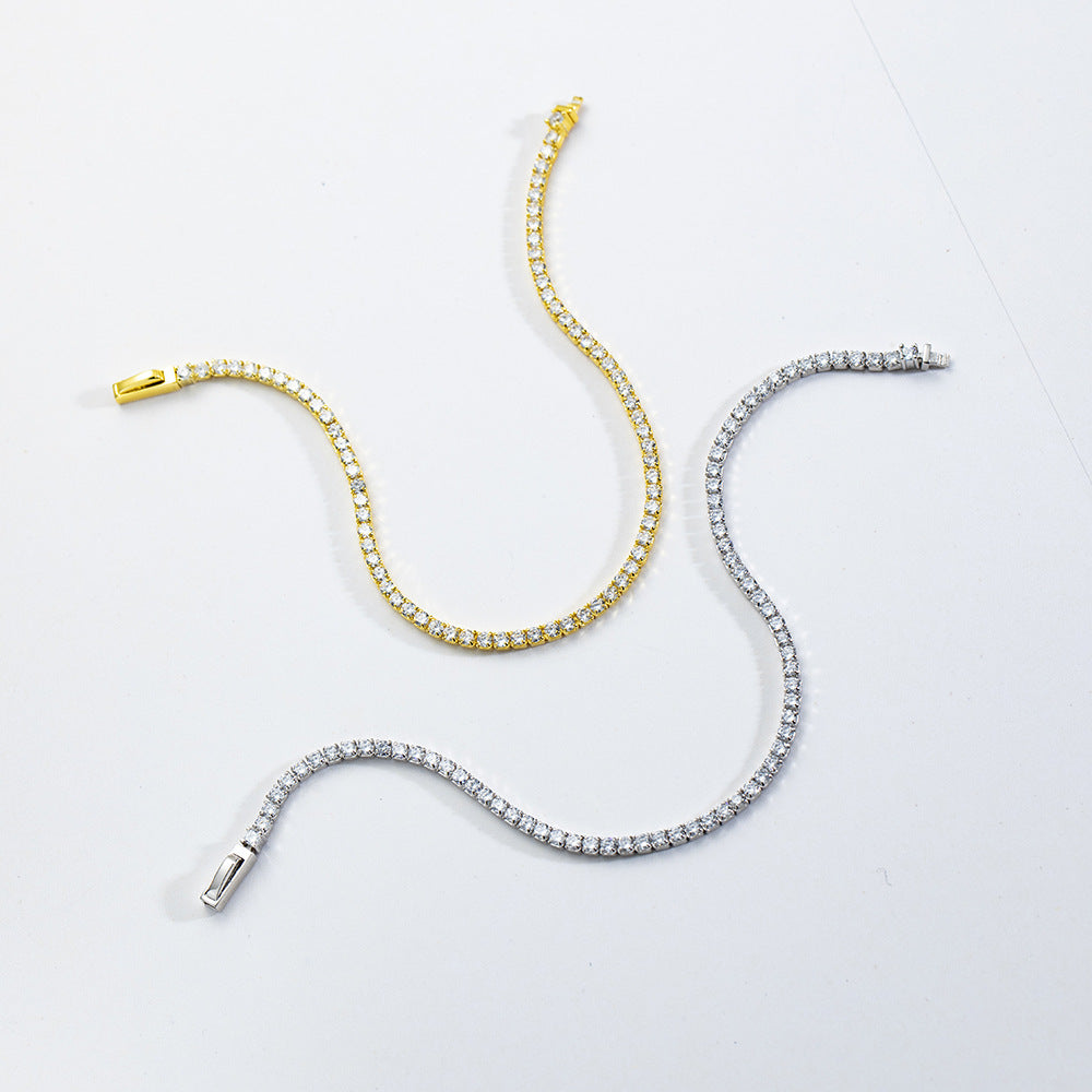 Women's Fashion Sterling Silver Single Row Zircon Inlaid Bracelet