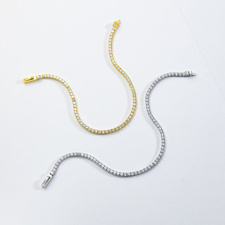 Women's Fashion Sterling Silver Single Row Zircon Inlaid Bracelet