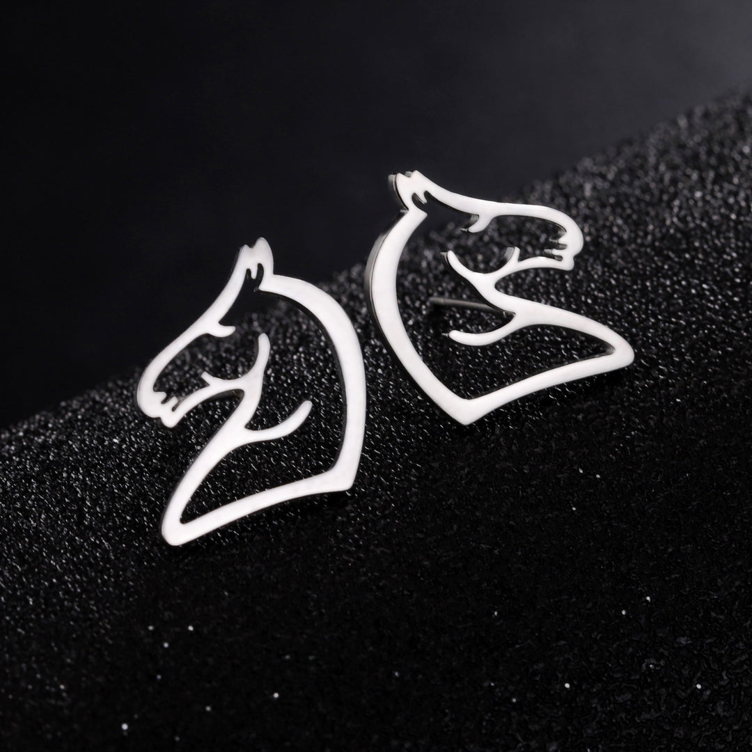 Titanium Steel Fashion Simple Cartoon Cute Simple Stroke Hollow Out Stainless Steel Studs