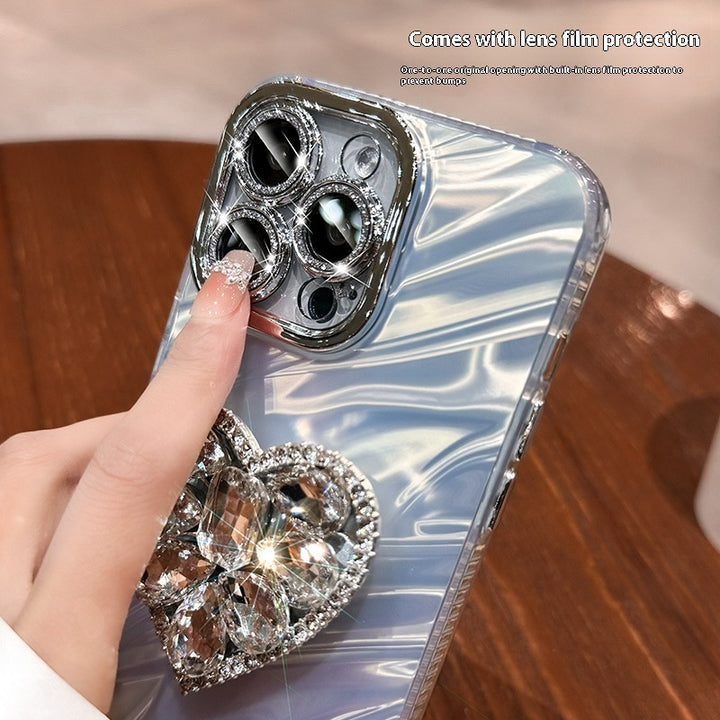 Protettore lente Rhinestone Love Bracket Case del telefono