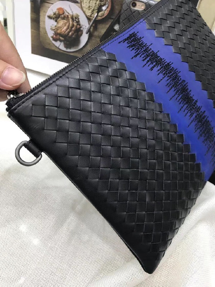 Men's Versatile Waxing Calf Skin Handmade Woven Men's Bag Trendy Fashion Clutch