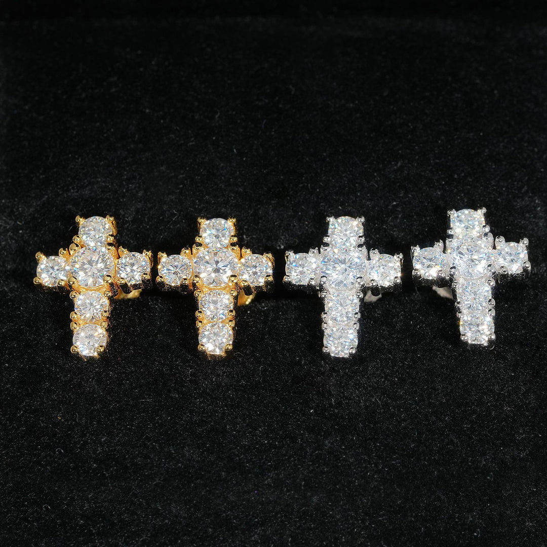 Cross S925 Boucles d'oreilles bijoux Hip Hop Silver Hip Hop