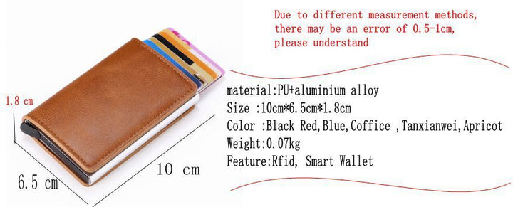 Support de carte d'identité anti-magnétique en métal masculin Nouveau détenteur de la carte de visite du portefeuille étudiant