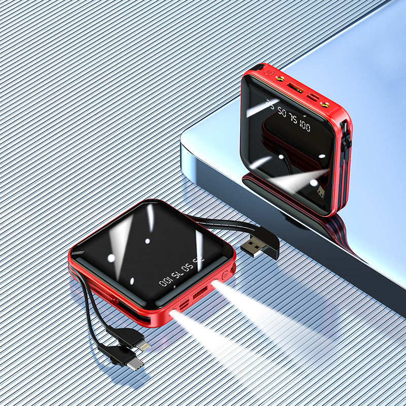 Mini -elektroplating spiegel Power Bank met kabel