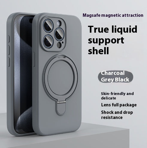 Étui de téléphone à support magnétique en silicone liquide