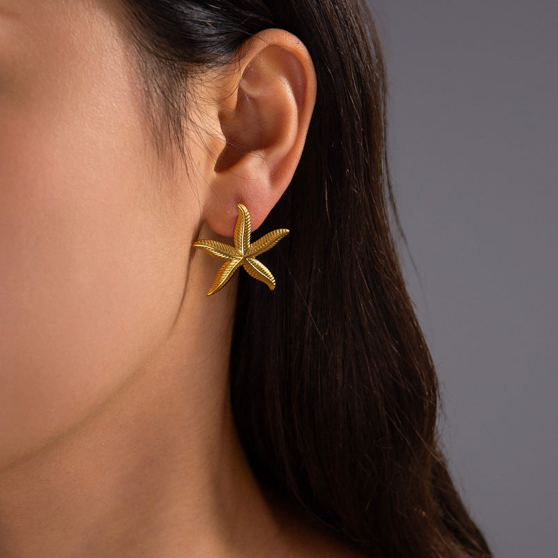 Damas Nuevo Pendientes de Starfish Gold de 18k