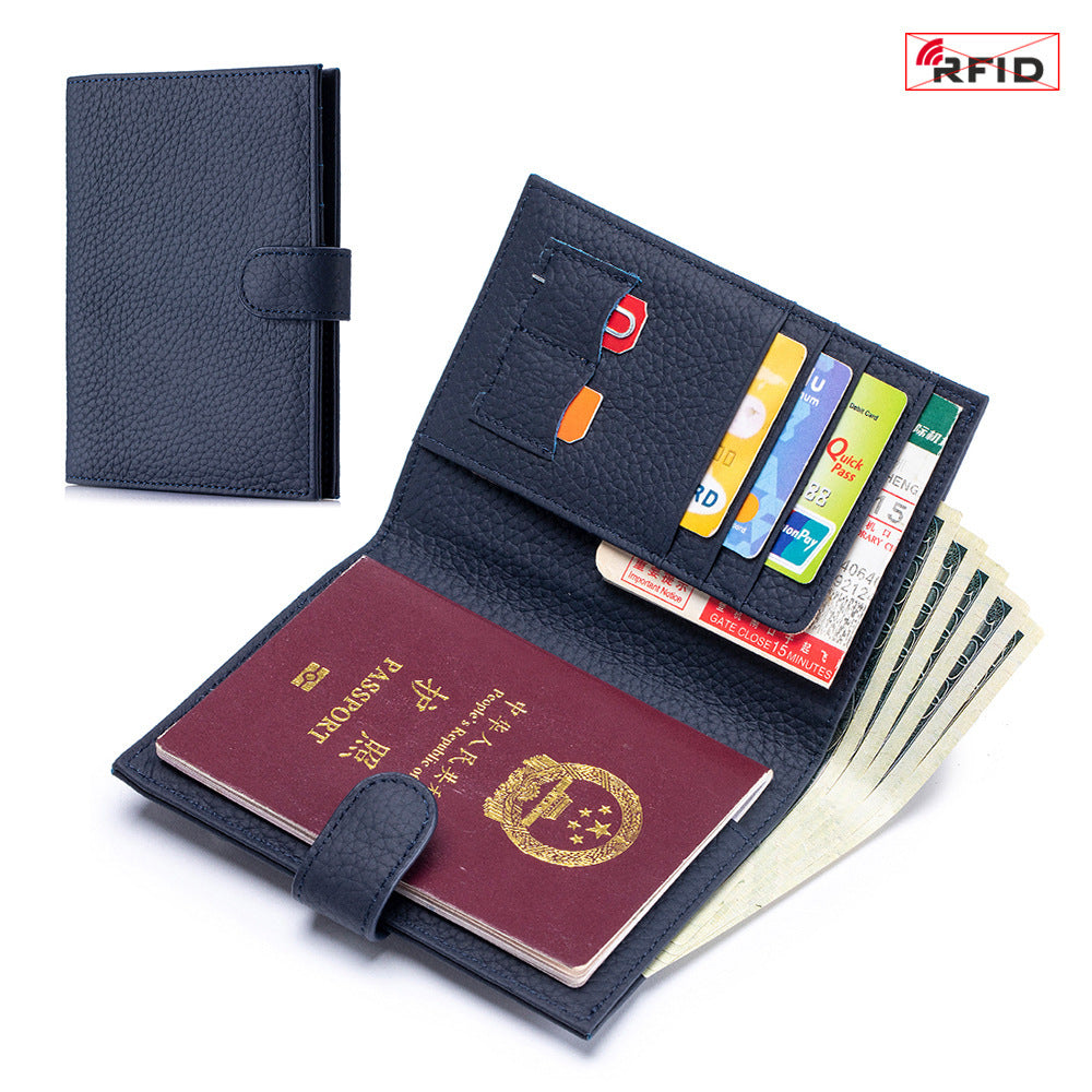 Bolsa de pasaporte de cuero Rfid Multifuncional